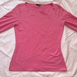 Judy P Microfiber 3/4 Sleeve Boatneck Top, Pink, Size M